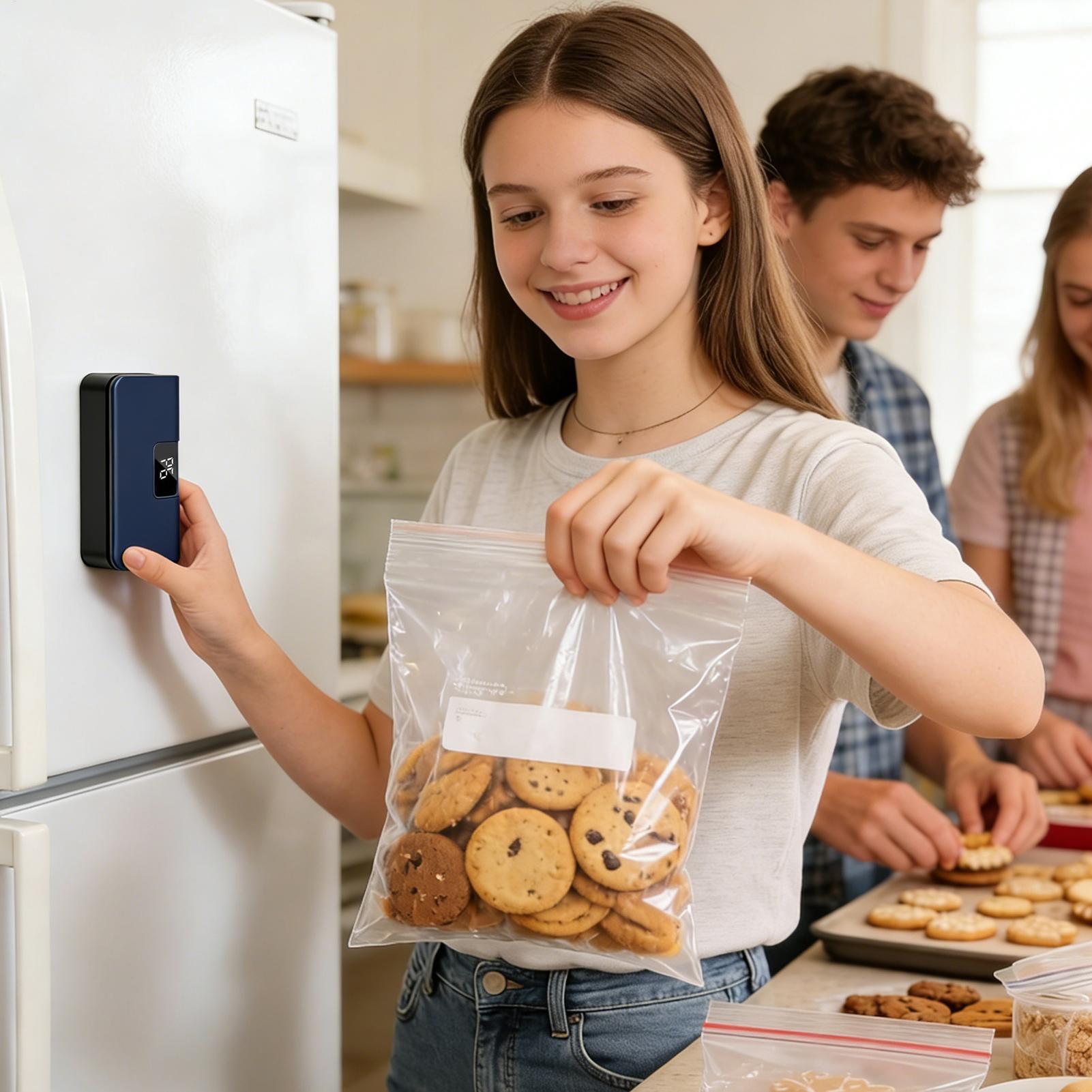 Food Prep Snacks - Mini-Beutelverschließer mit LED-Anzeige, tragbar, 6-stufig einstellbar,