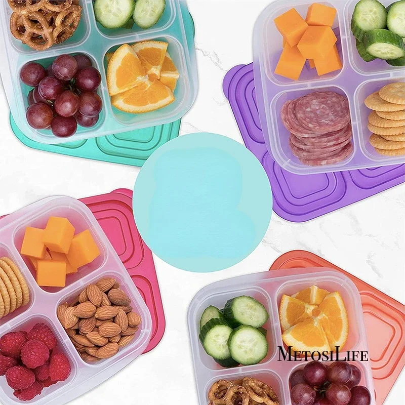 Food Prep Snacks - Kunststoff-Bento-Snackbox, wiederverwendbar, 4 Fächer, auslaufsichere Behälter