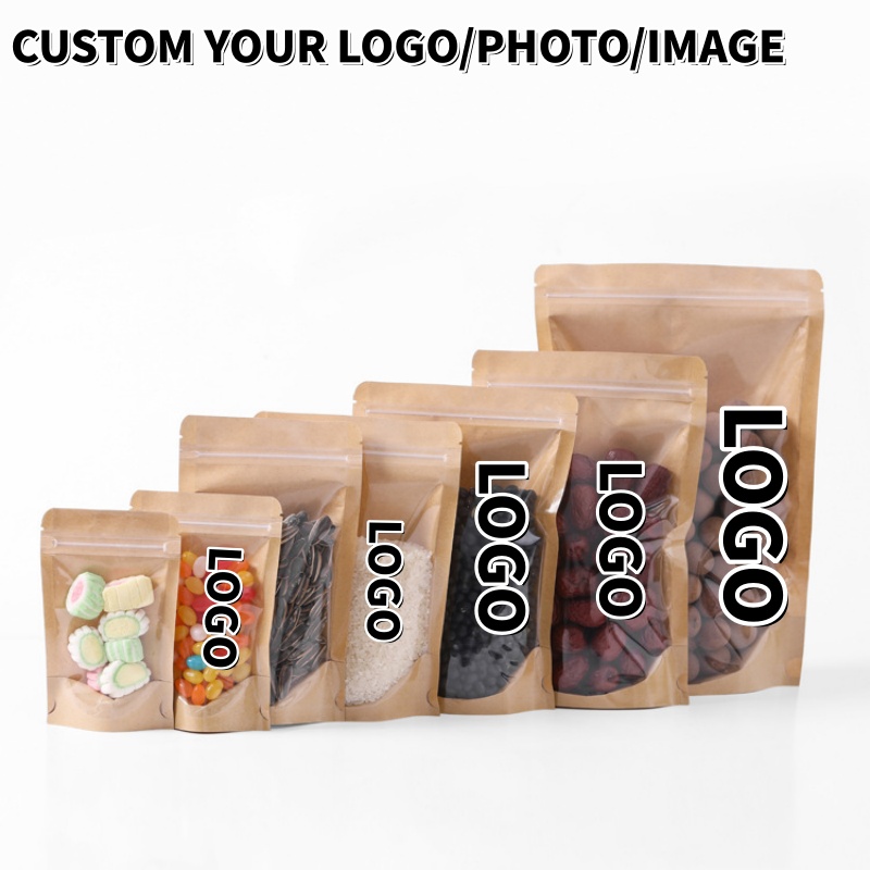 Food Halloween Snacks - 100 Stück transparente, stehende Kraftpapier-Zipperbeutel zum