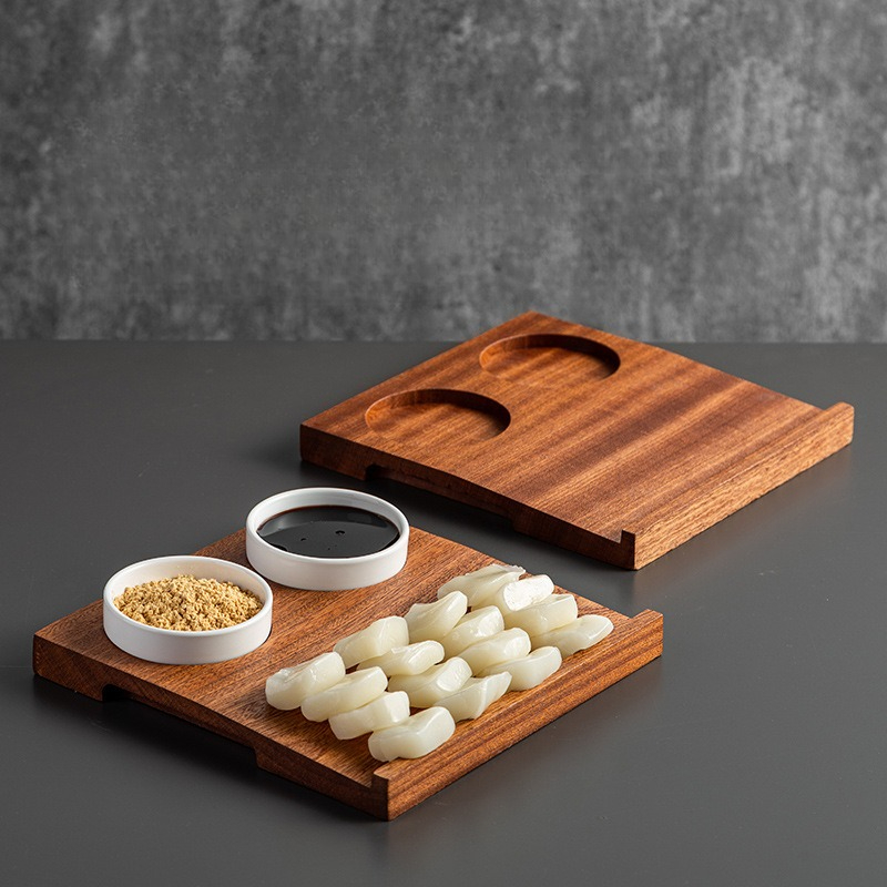Korean Food Snacks - Holztablett für kalte Speisen-Reiskuchen im koreanischen