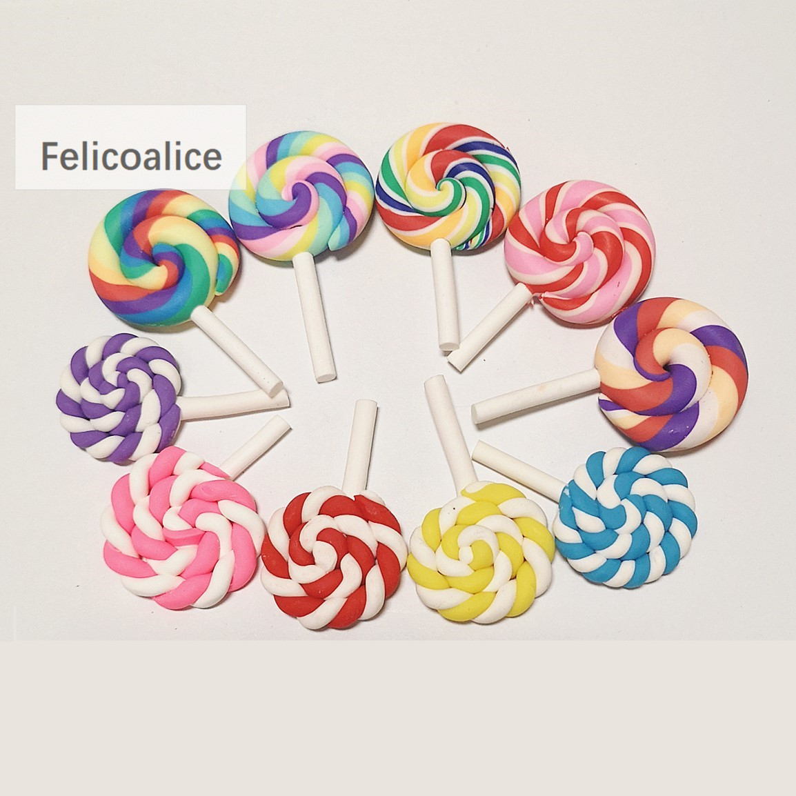 Korean Food Snacks - 8-20 Stück Mehrfarbige Regenbogen-Clay-Lollipops für Fotografie-Dekoration,