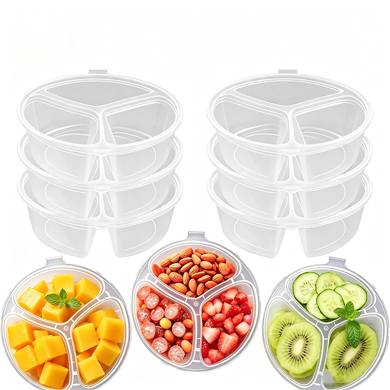 Food Prep Snacks - 5-20 Stück 3-Fach Snackbox mit Deckel,