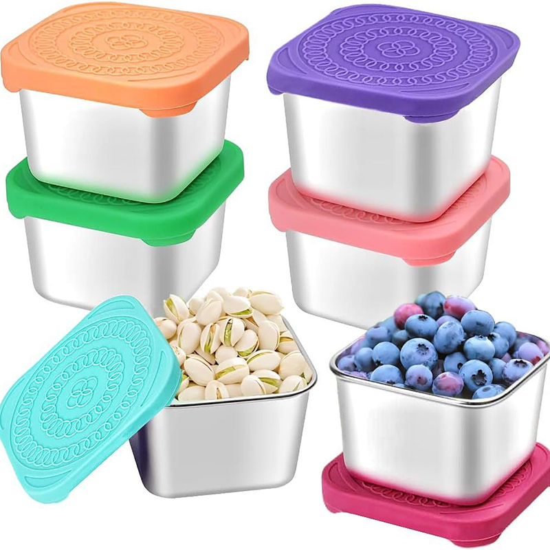 Food Snacks In Japan - 1 Stück Edelstahl-Snackbehälter mit Silikondeckel, wiederverwendbare