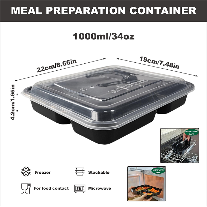 3-Fach-Unterteilte 34 Oz/1000  – Food Prep Snacks Bewertung und Preis